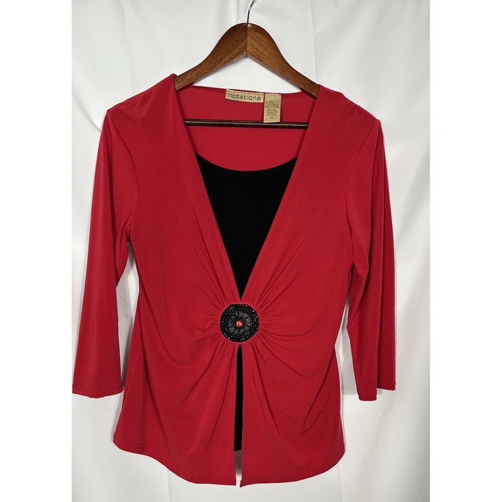 Vintage Womens Red/ Black Top Size S Y2K Goth Glam Whimsigoth‎ Witchy Vamp USA - Picture 7 of 12
